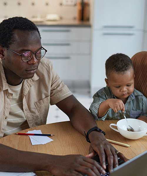 working from home with family